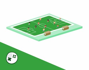 soccer block isometric cartoon character