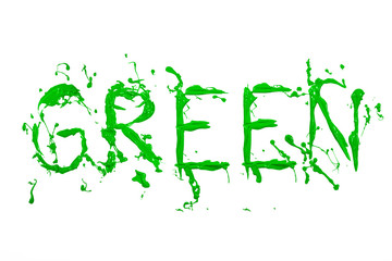 Green paint painted word green