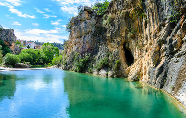 Obraz premium Bolbaite River and Waterfall, Near Ontinyent, Valencia, Spain