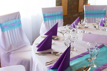 wedding tables set for fine dining or another catered event