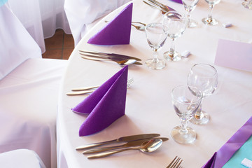 wedding tables set for fine dining or another catered event