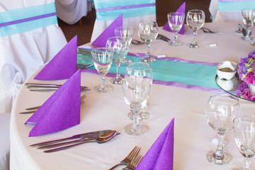 wedding tables set for fine dining or another catered event
