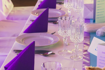 table set for wedding or another catered event dinner