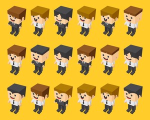 block isometric cartoon character