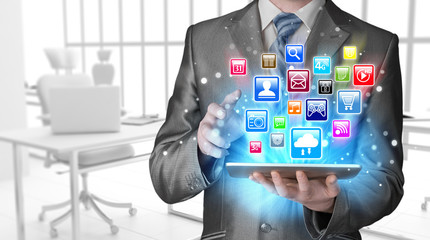 Business man using tablet PC