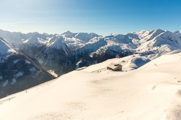 Ski resort Bad Gastein in winter snowy mountains, Austria