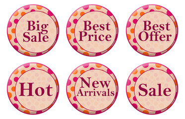 Shopping Words Peach Pink Circles