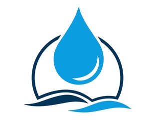 water drop logo, blue water dew symbol icon sign vector design