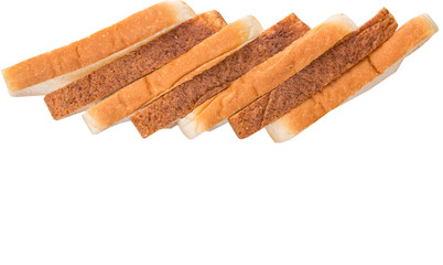 Whole Wheat Bread and Sandwich Bread Over White Background