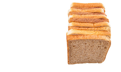 Whole Wheat Bread and Sandwich Bread Over White Background