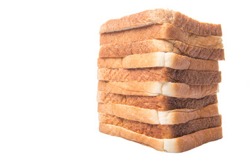 Whole Wheat Bread and Sandwich Bread Over White Background