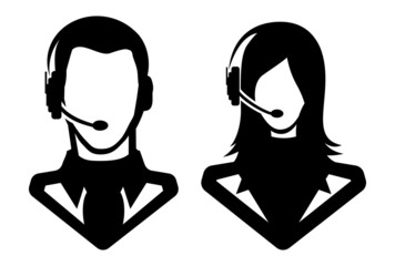 Man and woman call center icons