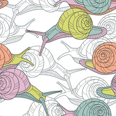 Snails seamless pattern