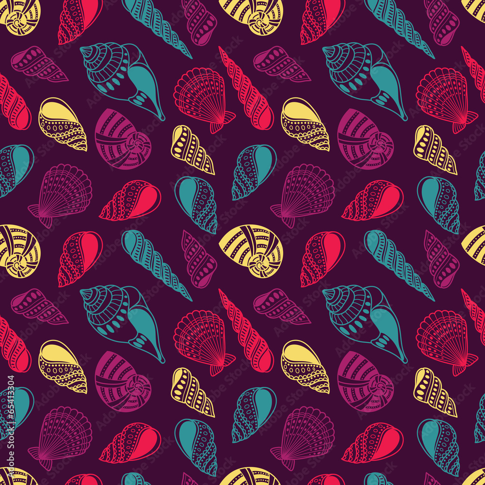Poster shells seamless pattern