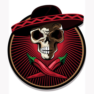 Mexican skull emblem or icon