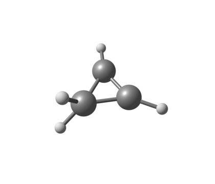 Cyclopropene molecular structure on white background