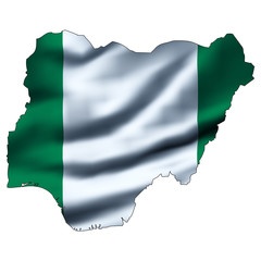 Illustration with waving flag inside map - Nigeria