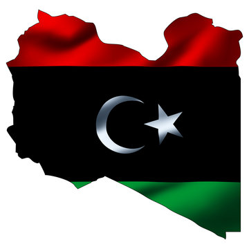 recommend clip art: Illustration with waving flag inside map - Libya