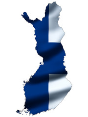 Illustration with waving flag inside map - Finland