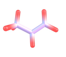 Propene (propylene) molecular structure on white background