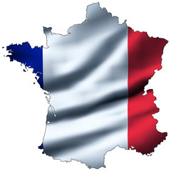 Illustration with waving flag inside map - France