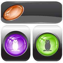 Owl. Vector internet buttons.