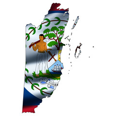 Waving flag inside map - Belize