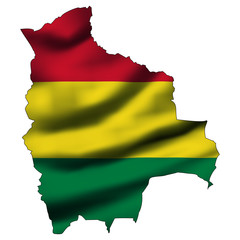 Obraz premium Illustration with waving flag inside map - Bolivia