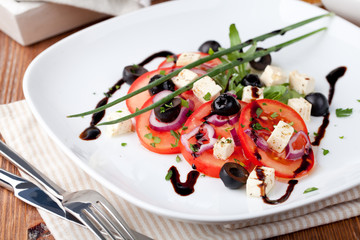 Greek vegetable salad with feta cheese