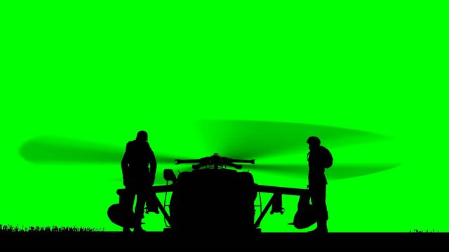 Black Hawk Helicopter Rising on green screen