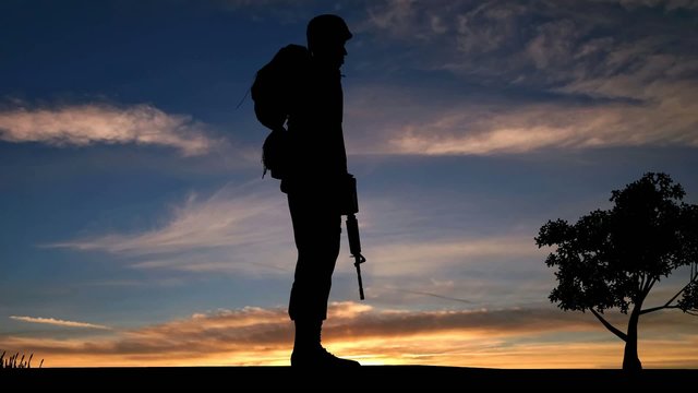 Soldier Silhouette at the Sunset