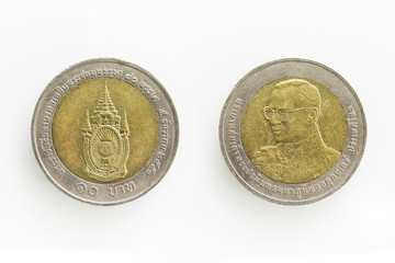 Isolated Special Coin for 10 Baht in Thailand