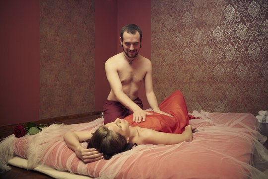 Woman massage in tantra studio