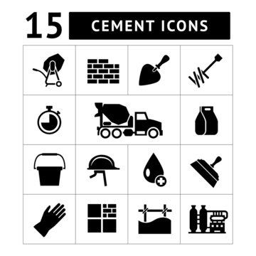 Set icons of cement and concrete