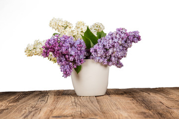 bouquet of lilac flowers in flower pot