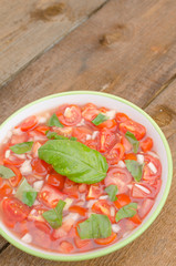Tomato salad with onion and basil