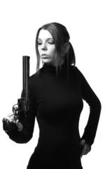 Naklejka premium Sexy woman with a gun