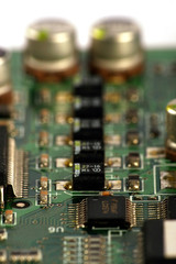 Fototapeta na wymiar Computer chip on circuit
