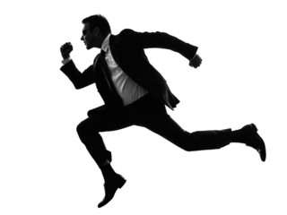 Fototapeta na wymiar man secret service running silhouette