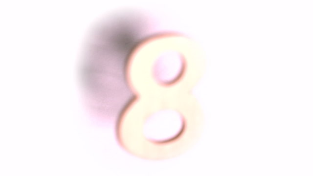 The number 8 rising on white background