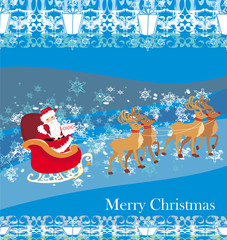 Santa Claus and reindeer - Abstract Christmas card