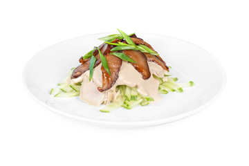 salad of chicken, mushrooms and vegetables