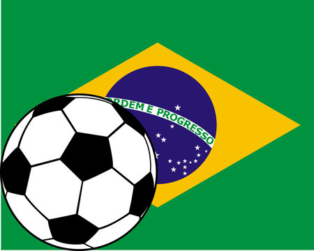 flag of Brazil with a picture of a soccer ball