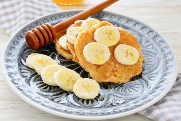 Fresh pancakes with maple syrup