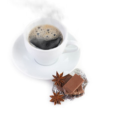 coffee with chocolate and dry breakfast