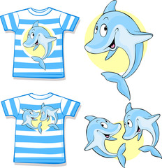 Obraz premium kid shirt with cute dolphin