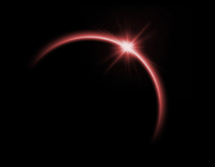 Solar eclipse in red color