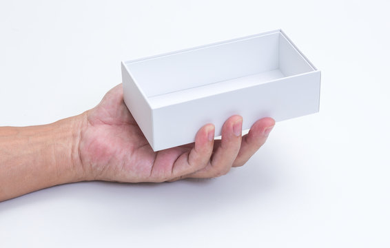 Hand Holding White Box