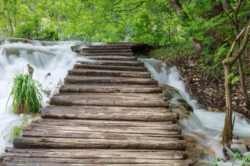 Wood path in the Plitvice Lake