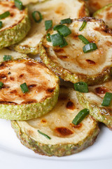 Appetizing fried zucchini macro. vertical